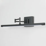 Minimalist Black Linear LED Swing Arm Vanity Light Image - 7