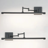 Minimalist Black Linear LED Swing Arm Vanity Light Image - 9