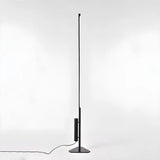 Minimalist Black Linear Metal LED Floor Fixture Image - 4