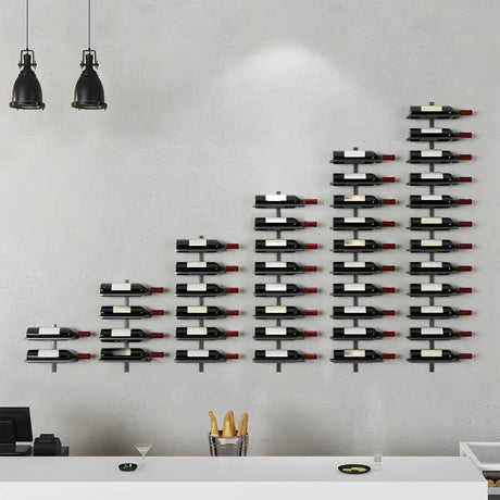 Minimalist Black Metal Floating Wall-Mounted Wine Rack Image - 1