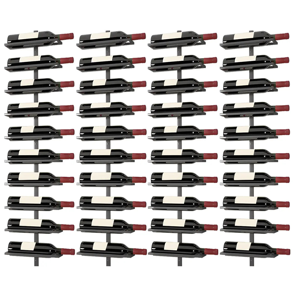 Minimalist Black Metal Floating Wall-Mounted Wine Rack Image - 10