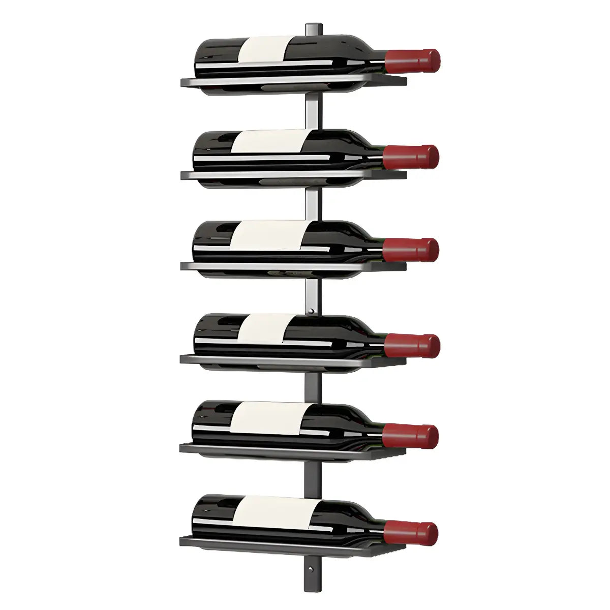 Minimalist Black Metal Floating Wall-Mounted Wine Rack Image - 15