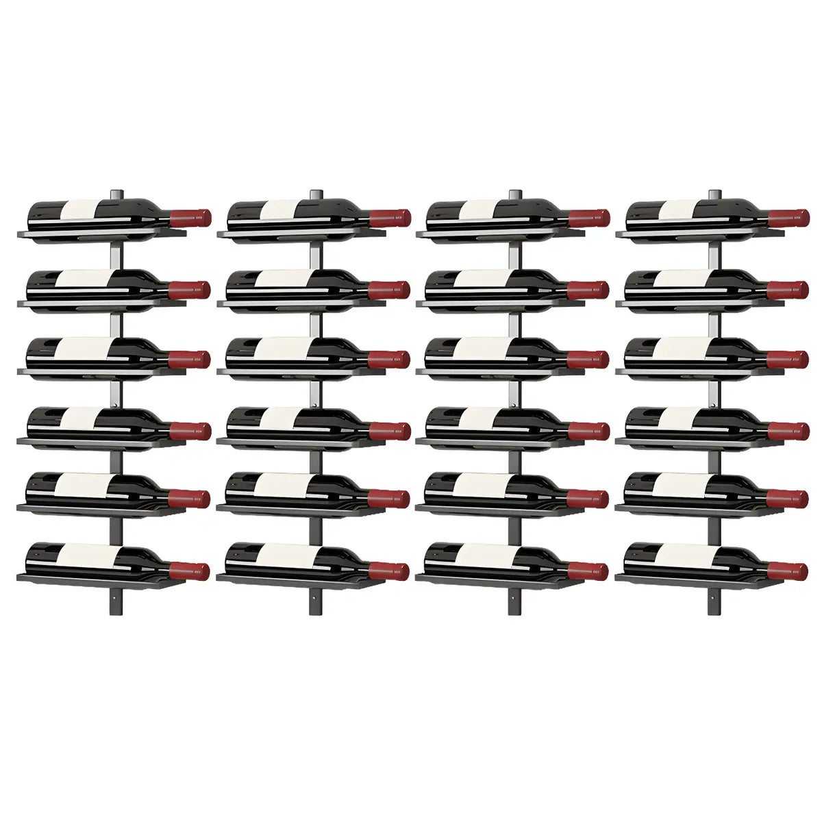 Minimalist Black Metal Floating Wall-Mounted Wine Rack Image - 17