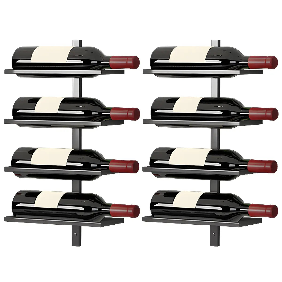 Minimalist Black Metal Floating Wall-Mounted Wine Rack Image - 19