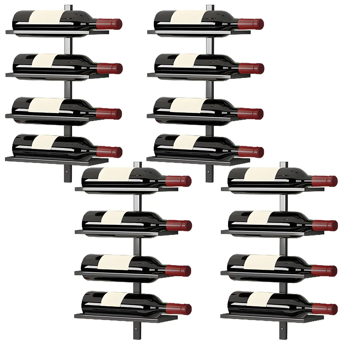 Minimalist Black Metal Floating Wall-Mounted Wine Rack Image - 20