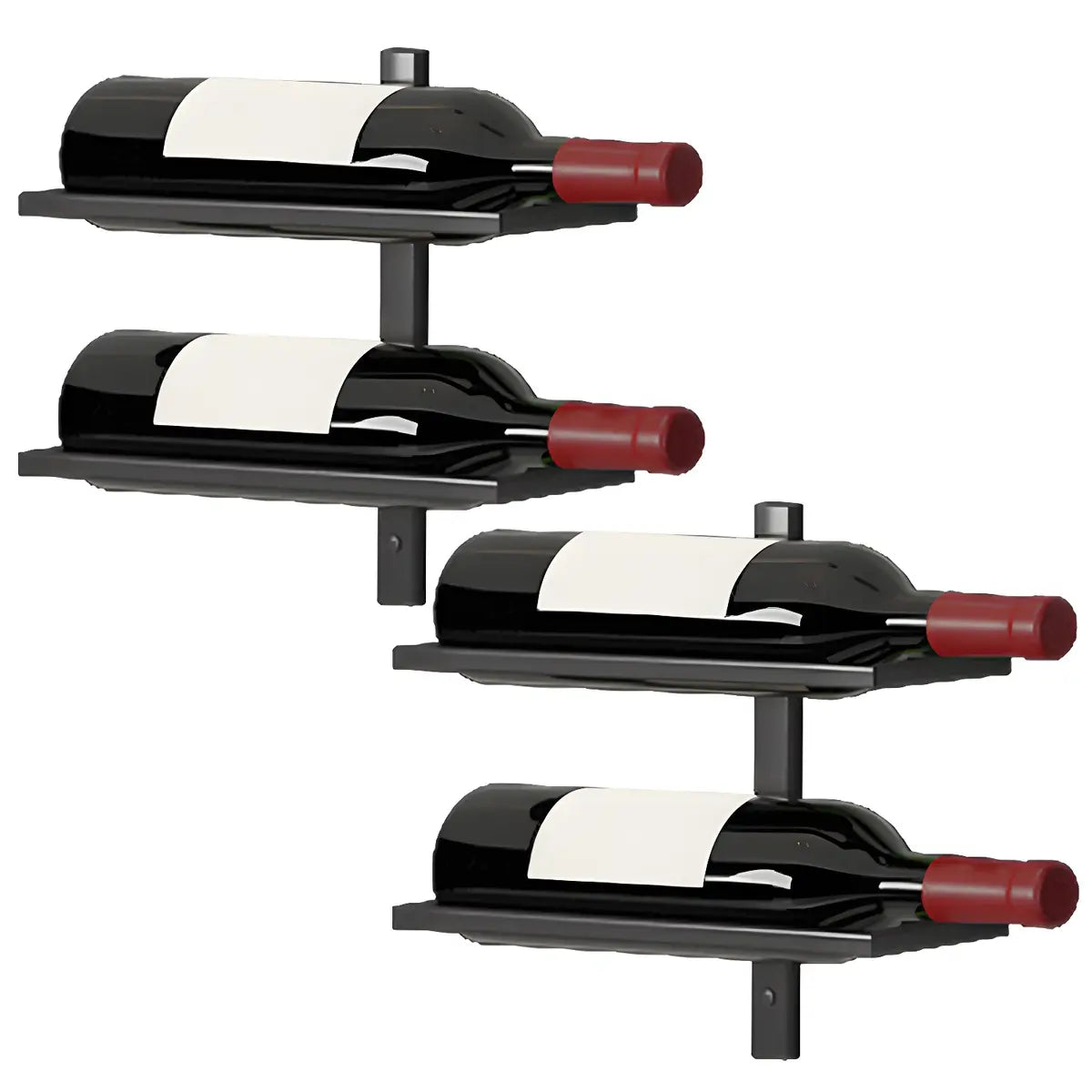 Minimalist Black Metal Floating Wall-Mounted Wine Rack Image - 22