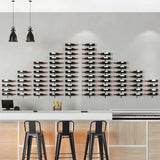 Minimalist Black Metal Floating Wall-Mounted Wine Rack Image - 3