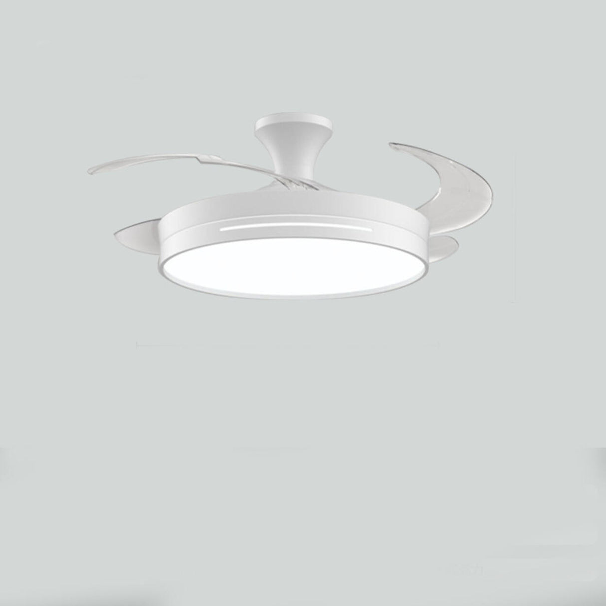 Minimalist Black Metal Flush Mount Light with Fan Image - 11