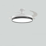 Minimalist Black Metal Flush Mount Light with Fan Image - 15