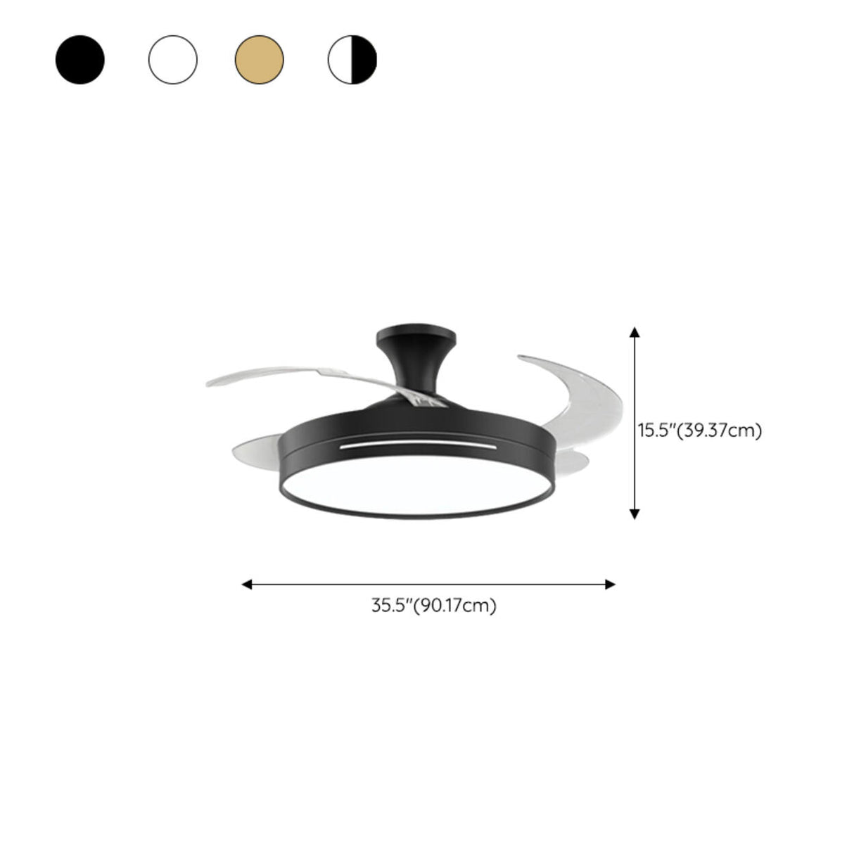 Minimalist Black Metal Flush Mount Light with Fan Image - 18