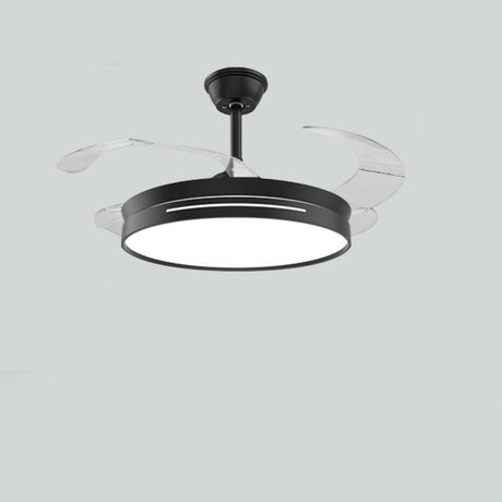 Minimalist Black Metal Flush Mount Light with Fan Image - 2