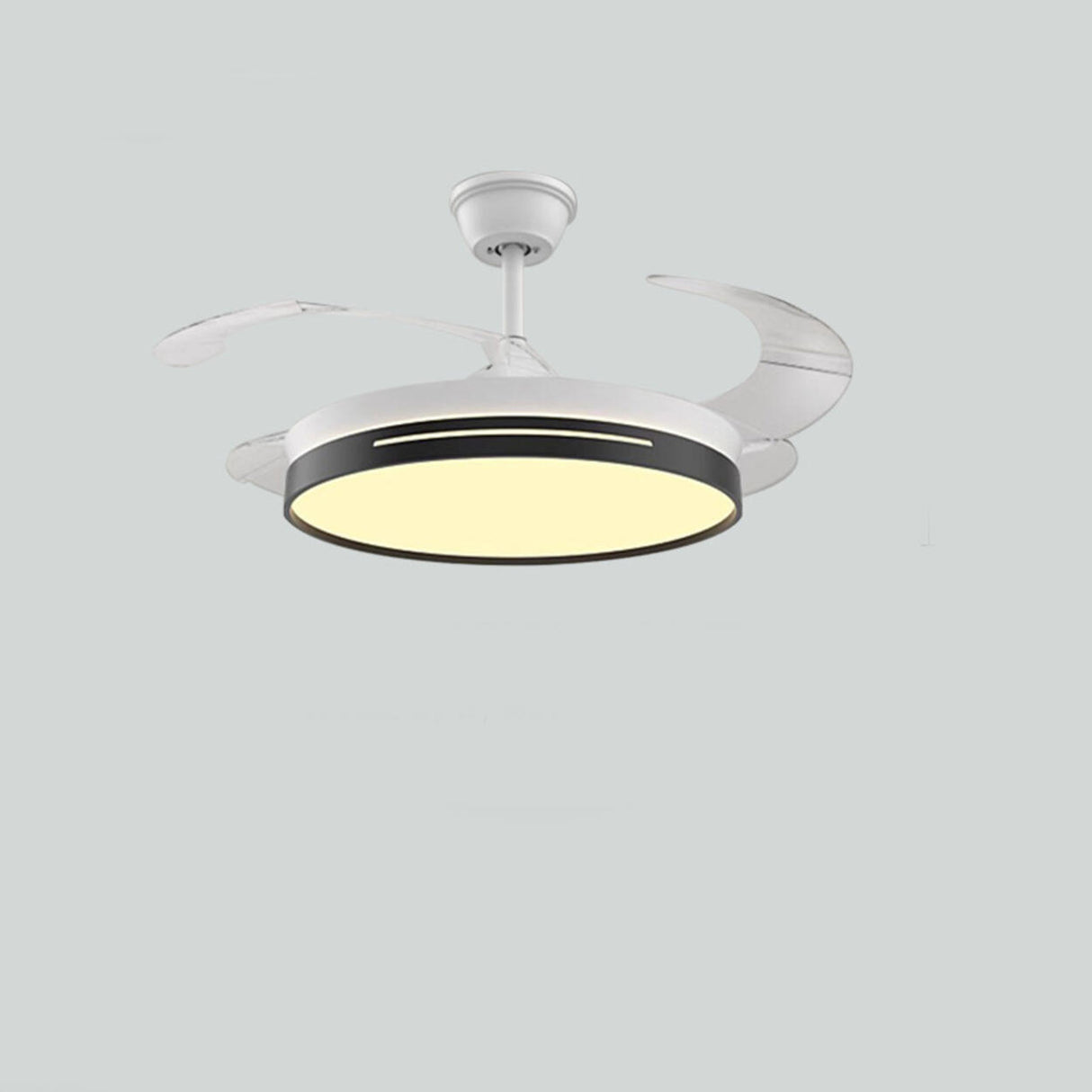 Minimalist Black Metal Flush Mount Light with Fan Image - 7