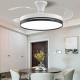 Minimalist Black Metal Flush Mount Light with Fan Image - 8