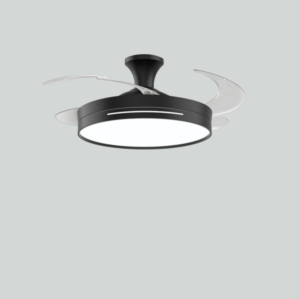 Minimalist Black Metal Flush Mount Light with Fan Image - 9