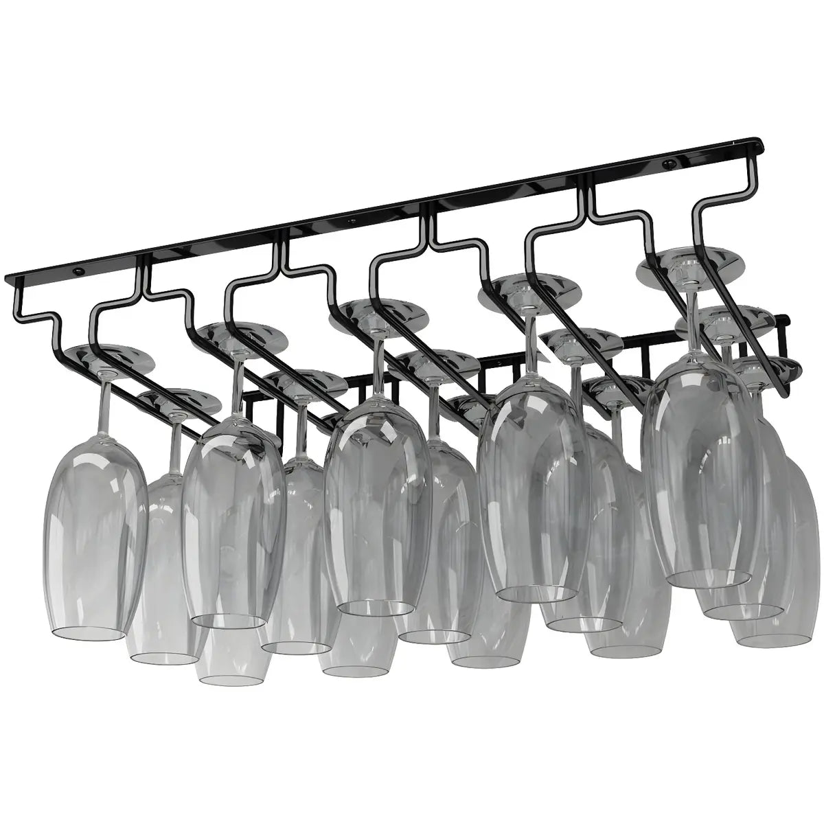 Minimalist Black Metal Hanging Wine Glass Rack Various Sizes Image - 10