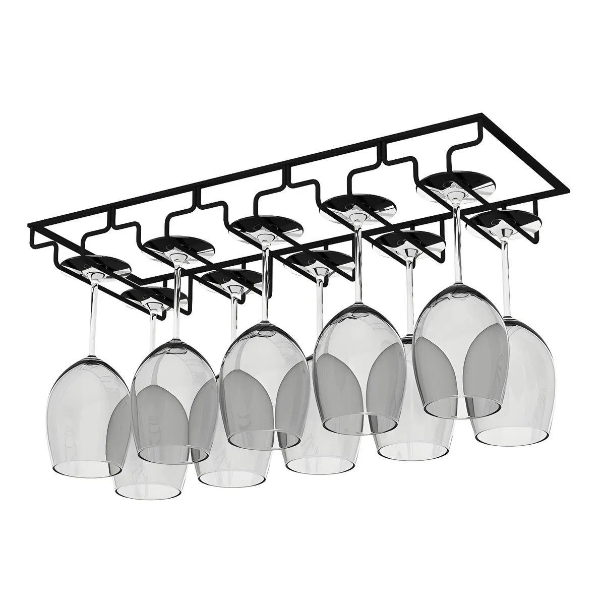 Minimalist Black Metal Hanging Wine Rack Stemware Holder Image - 31