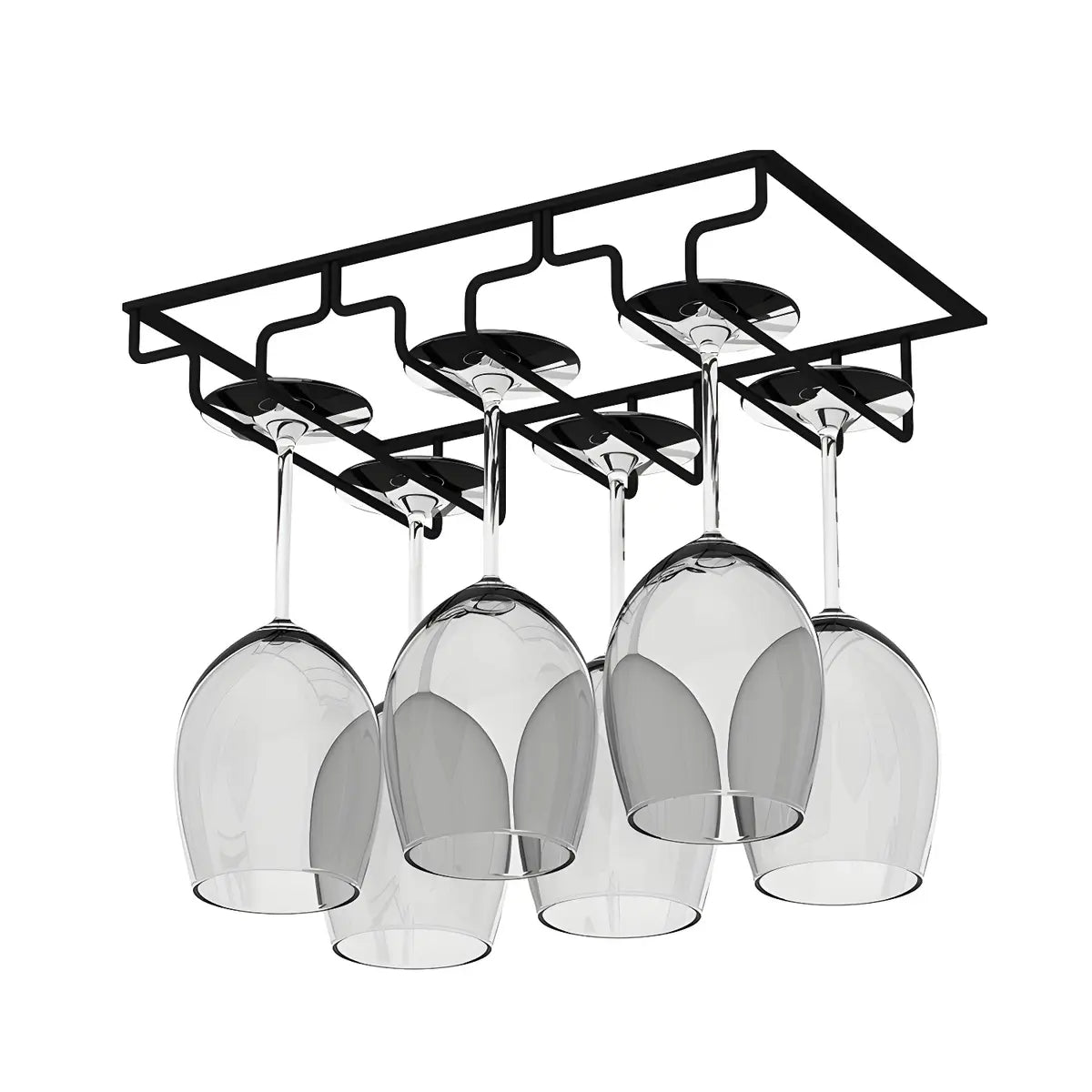 Minimalist Black Metal Hanging Wine Rack Stemware Holder Image - 49