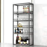 Minimalist Black Metal Rectangular Freestanding Wine Rack Image - 1