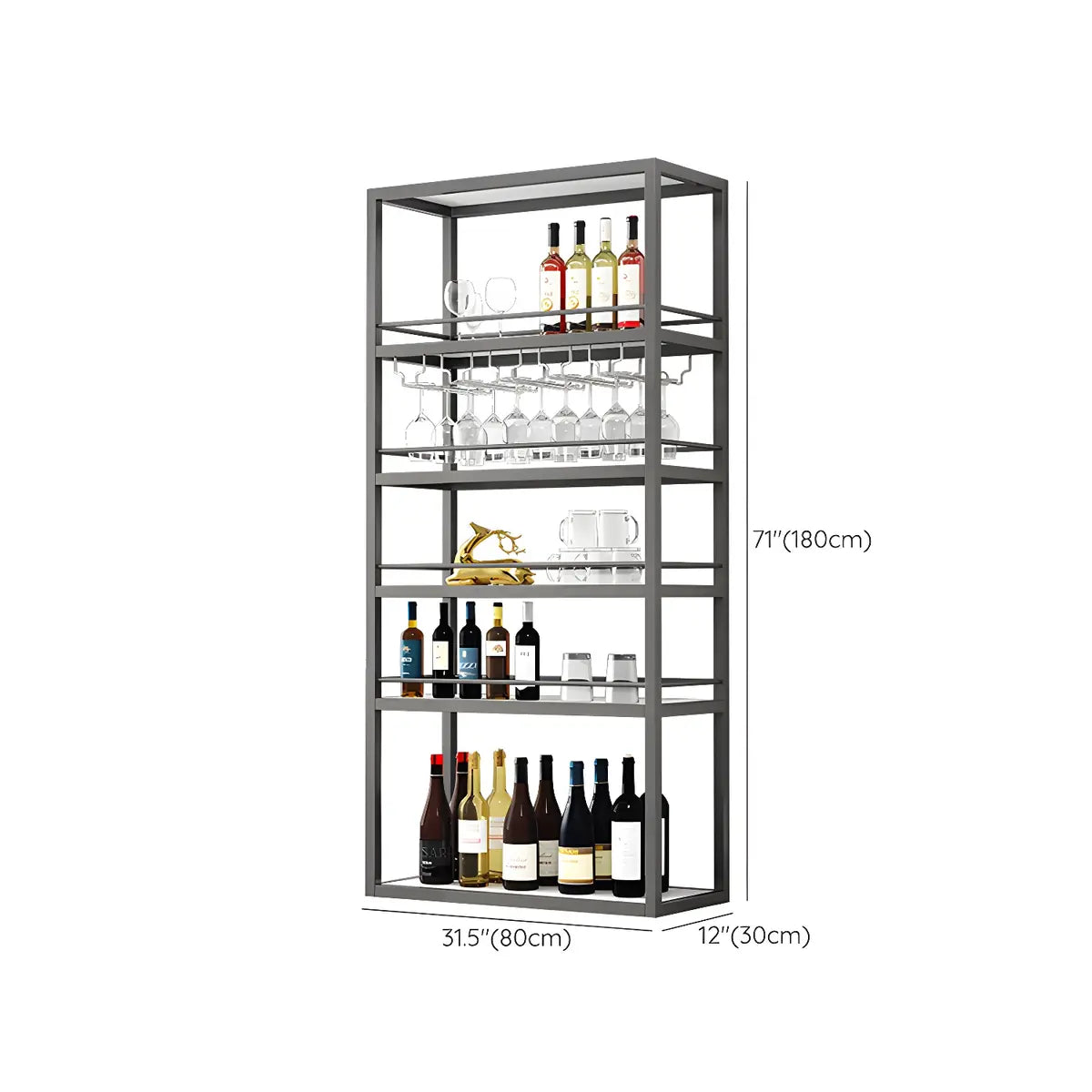 Minimalist Black Metal Rectangular Freestanding Wine Rack 