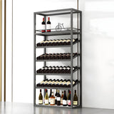 Minimalist Black Metal Rectangular Freestanding Wine Rack Image - 3