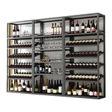 Minimalist Black Metal Rectangular Freestanding Wine Rack Image - 6