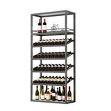 Minimalist Black Metal Rectangular Freestanding Wine Rack Image - 7