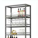 Minimalist Black Metal Rectangular Freestanding Wine Rack Image - 8