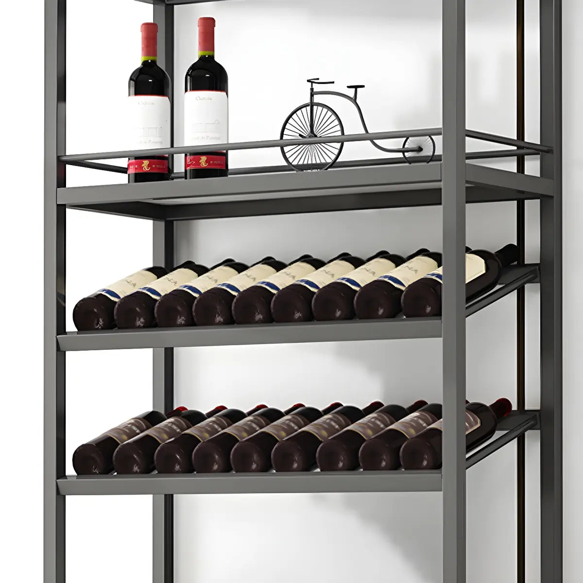 Minimalist Black Metal Rectangular Freestanding Wine Rack Image - 9