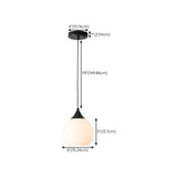 Minimalist Black Metal White Glass Globe Pendant Light #size