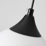 Minimalist Black Metal White Glass Globe Pendant Light Image - 9