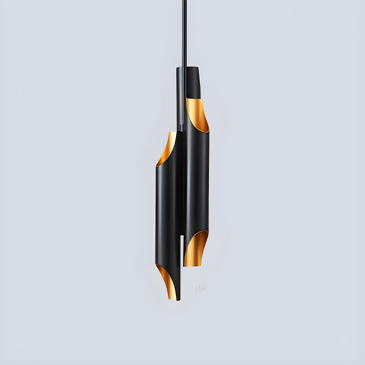 Minimalist Black Modern Metal Beveling Tube Chandelier Image - 4