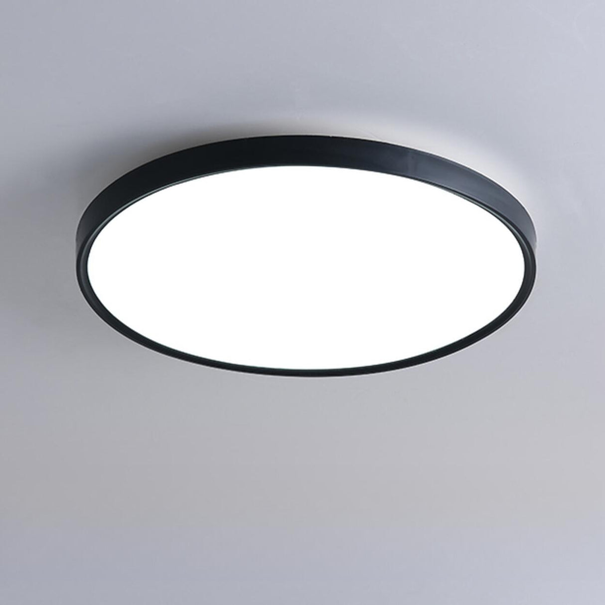 Minimalist Black Plastic Circle LED Flush Mount Light Image - 12