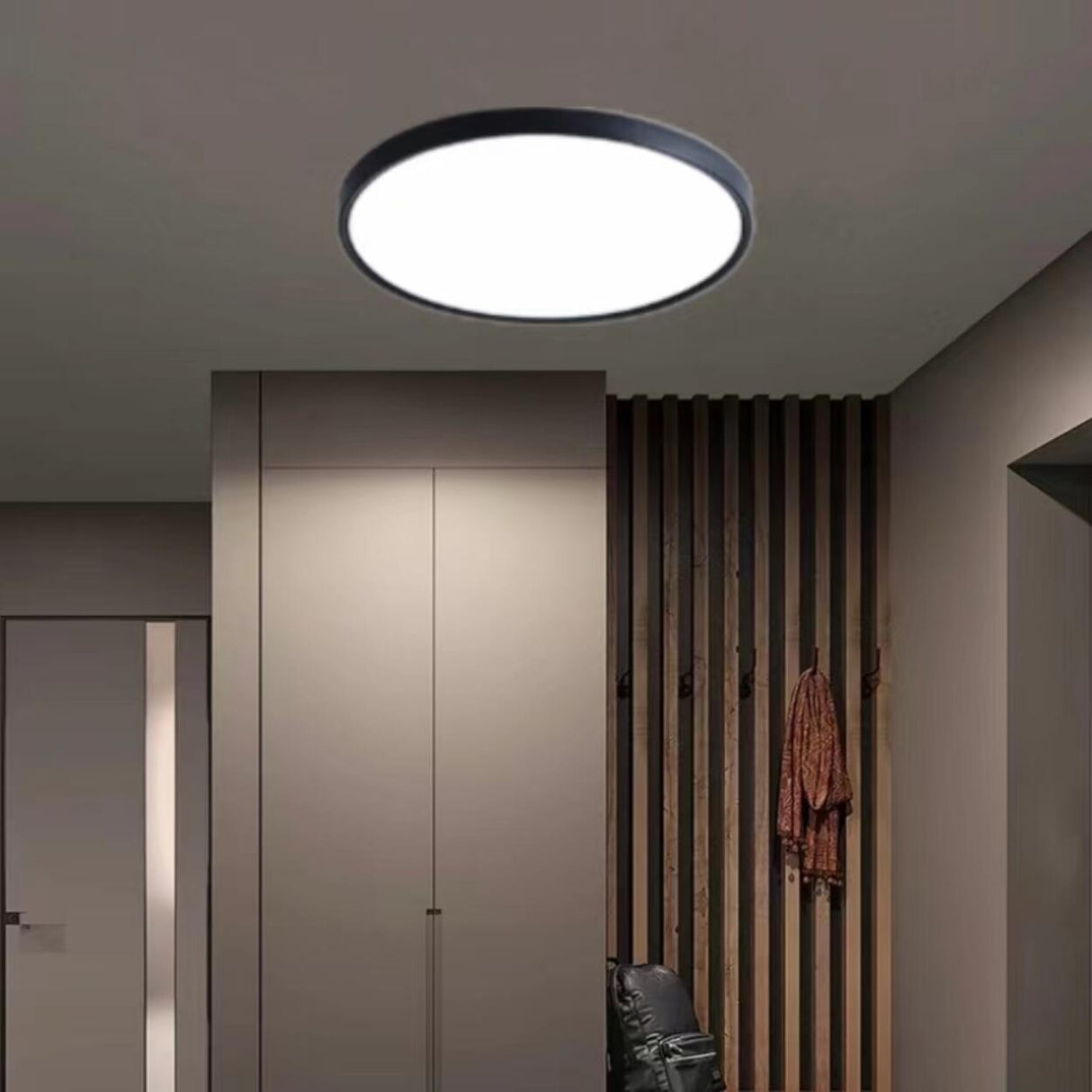 Minimalist Black Plastic Circle LED Flush Mount Light Image - 4