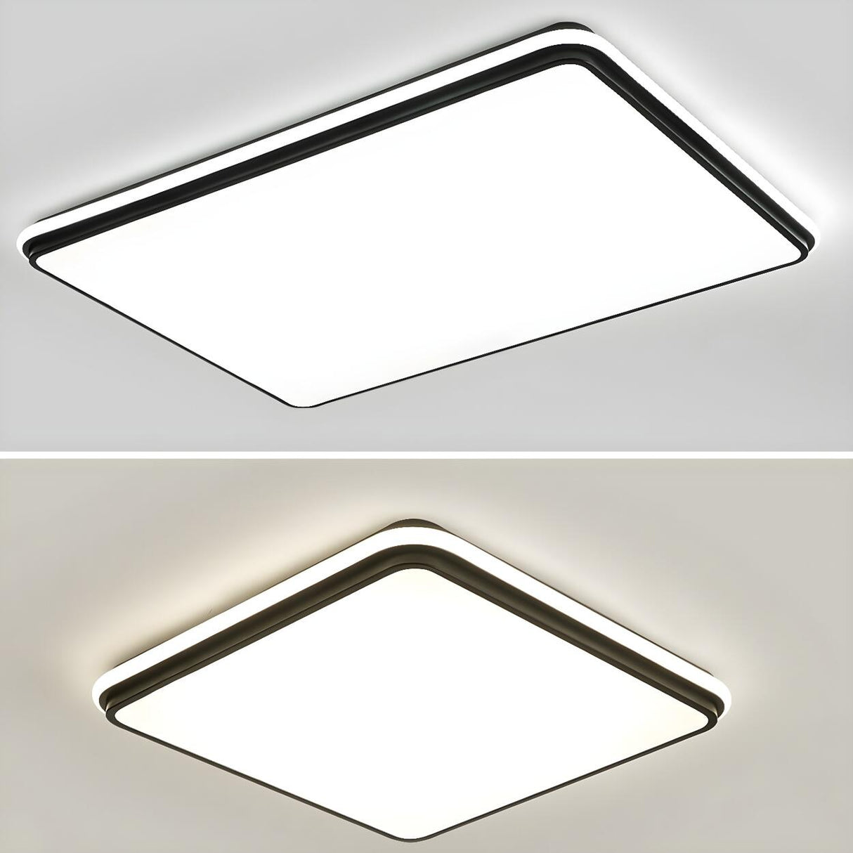 Minimalist Black Rectangle LED Flush Mount Ceiling Lamp Image - 12