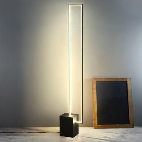 Minimalist Black Rectangular LED Metal Floor Lamp Image - 1