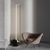 Minimalist Black Rectangular LED Metal Floor Lamp Image - 2