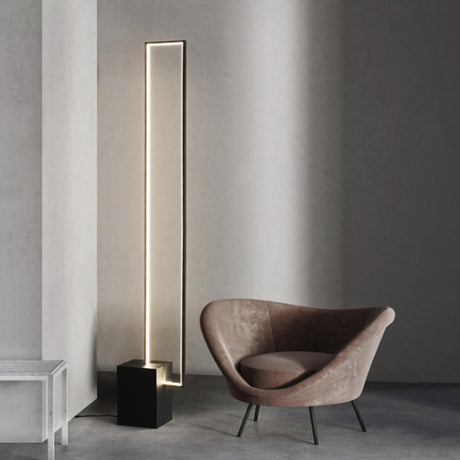 Minimalist Black Rectangular LED Metal Floor Lamp Image - 2