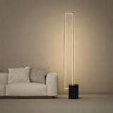 Minimalist Black Rectangular LED Metal Floor Lamp Image - 6