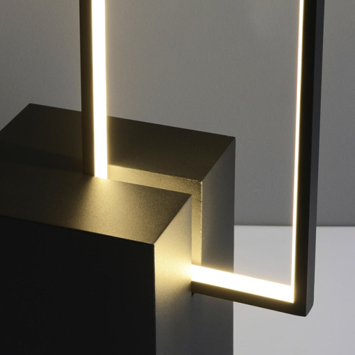 Minimalist Black Rectangular LED Metal Floor Lamp Image - 7