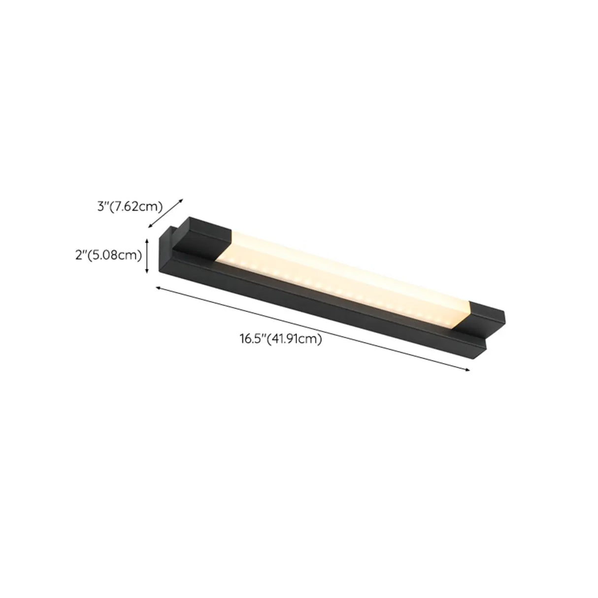 Minimalist Black Rectangular LED Metal Vanity Light 