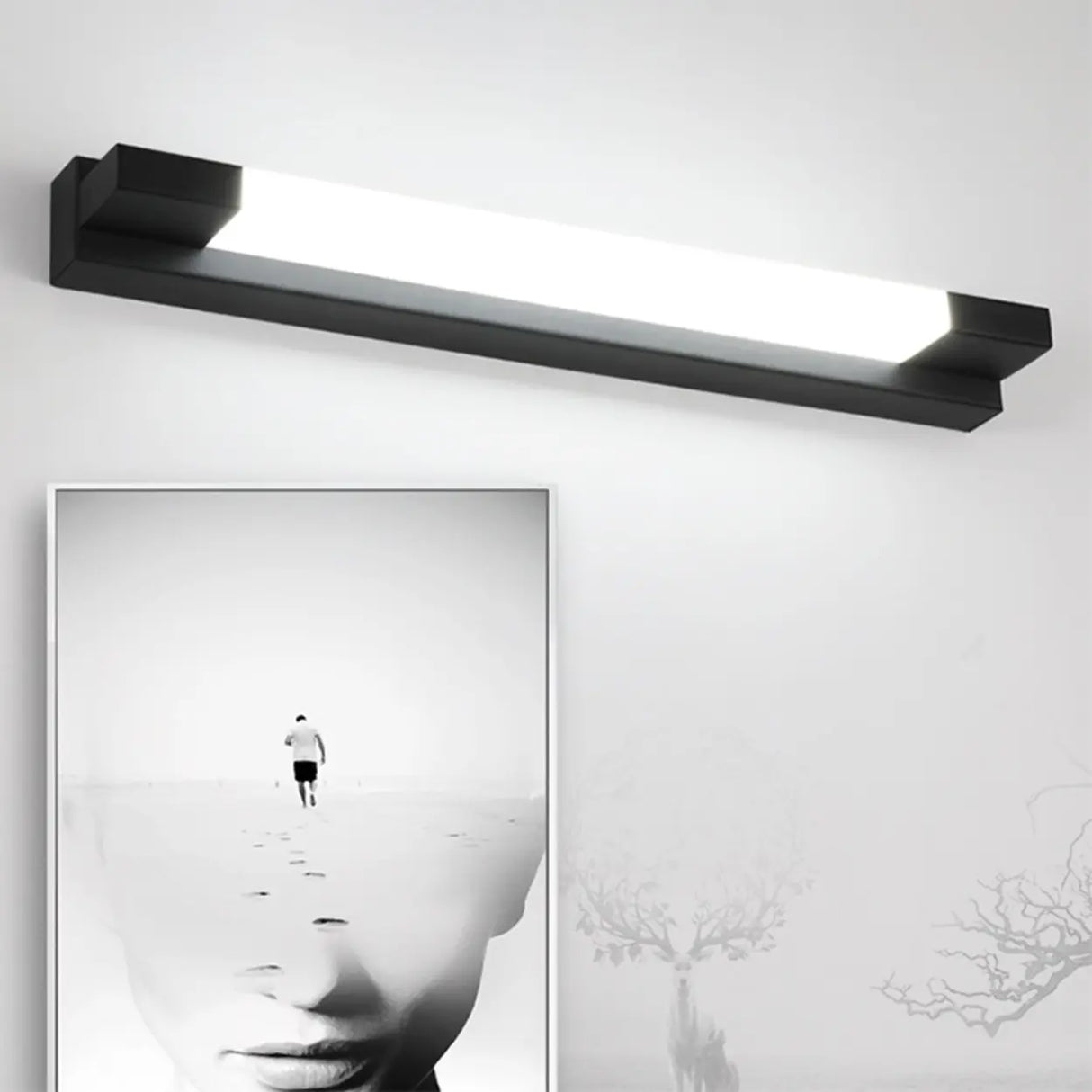 Minimalist Black Rectangular LED Metal Vanity Light Image - 4