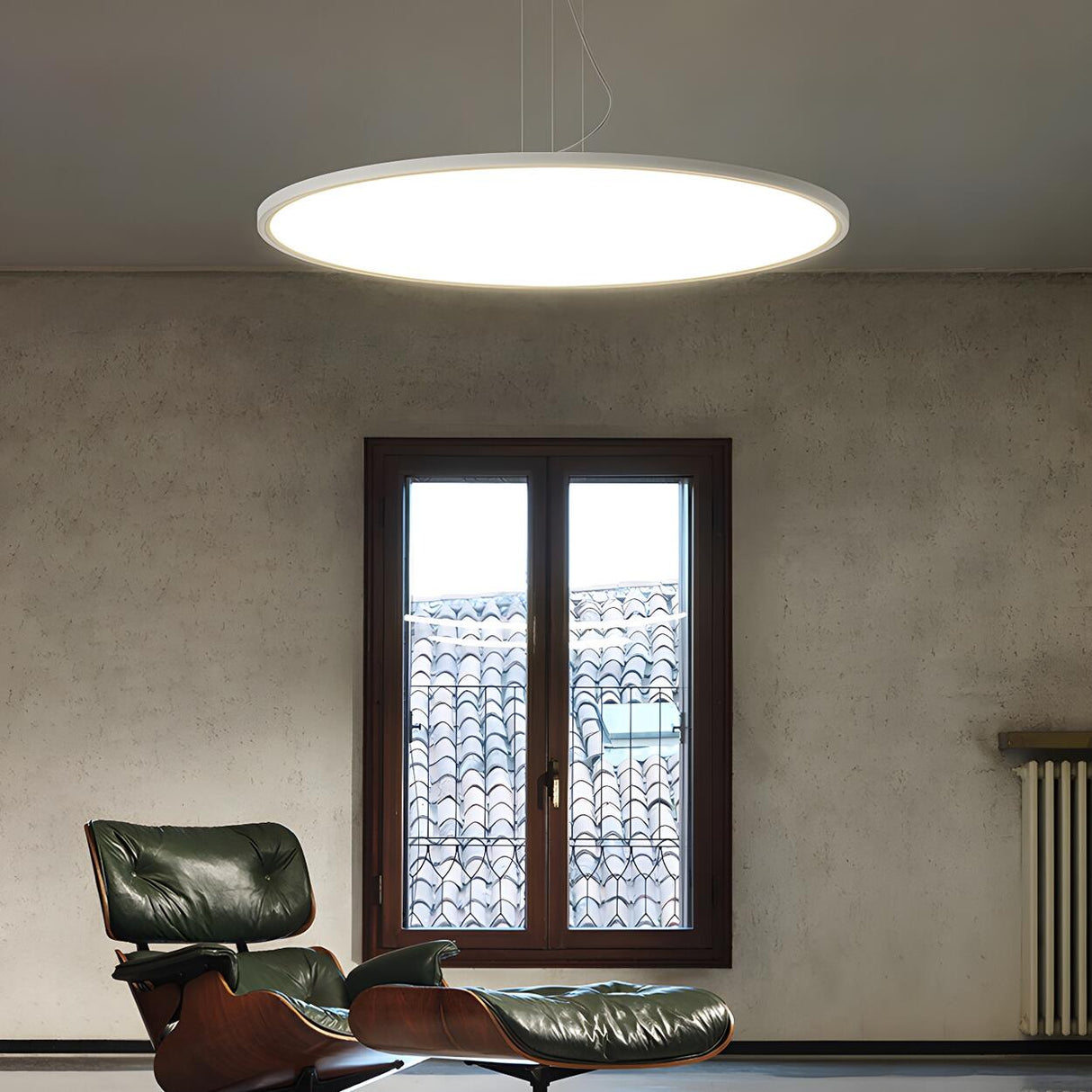 Minimalist Black Round Circle LED Living Room Pendant Light Image - 17