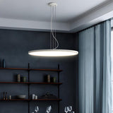 Minimalist Black Round Circle LED Living Room Pendant Light Image - 19