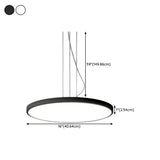 Minimalist Black Round Circle LED Living Room Pendant Light #size