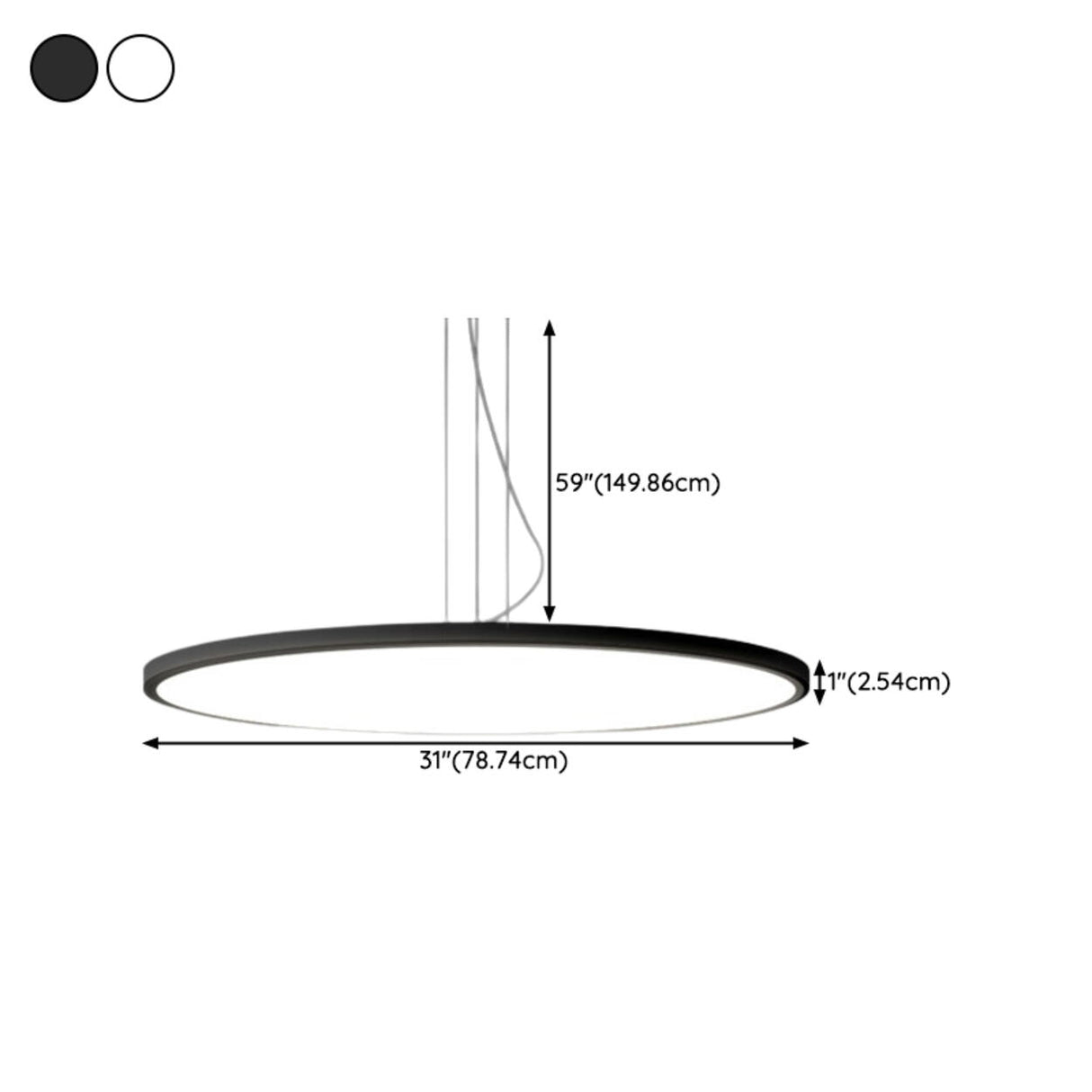 Minimalist Black Round Circle LED Living Room Pendant Light Image - 25