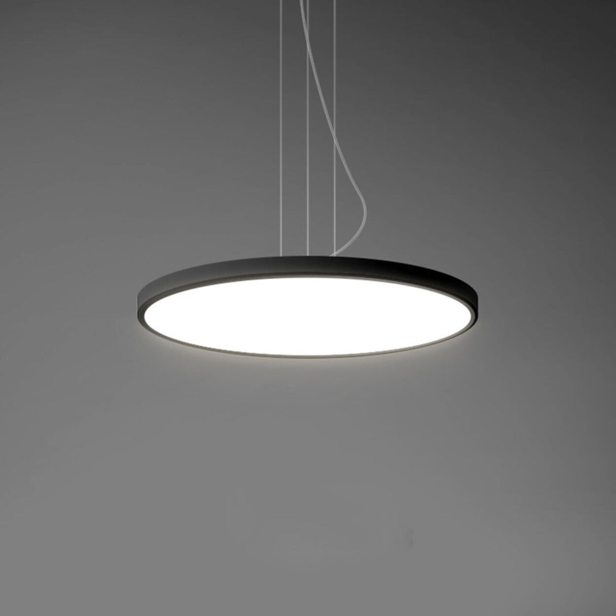 Minimalist Black Round Circle LED Living Room Pendant Light Image - 9