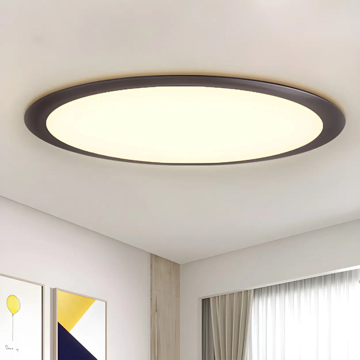 Minimalist Black Round LED Flush Mount Ceiling Light Image - 1