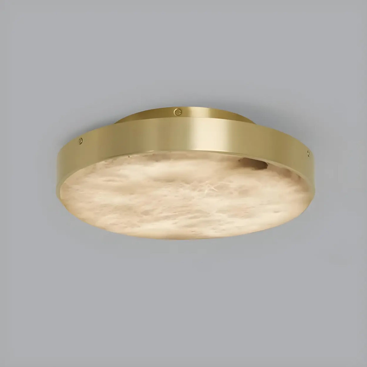 Minimalist Black Round Stone Flush Mount Ceiling Light Image - 10