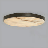 Minimalist Black Round Stone Flush Mount Ceiling Light Image - 2