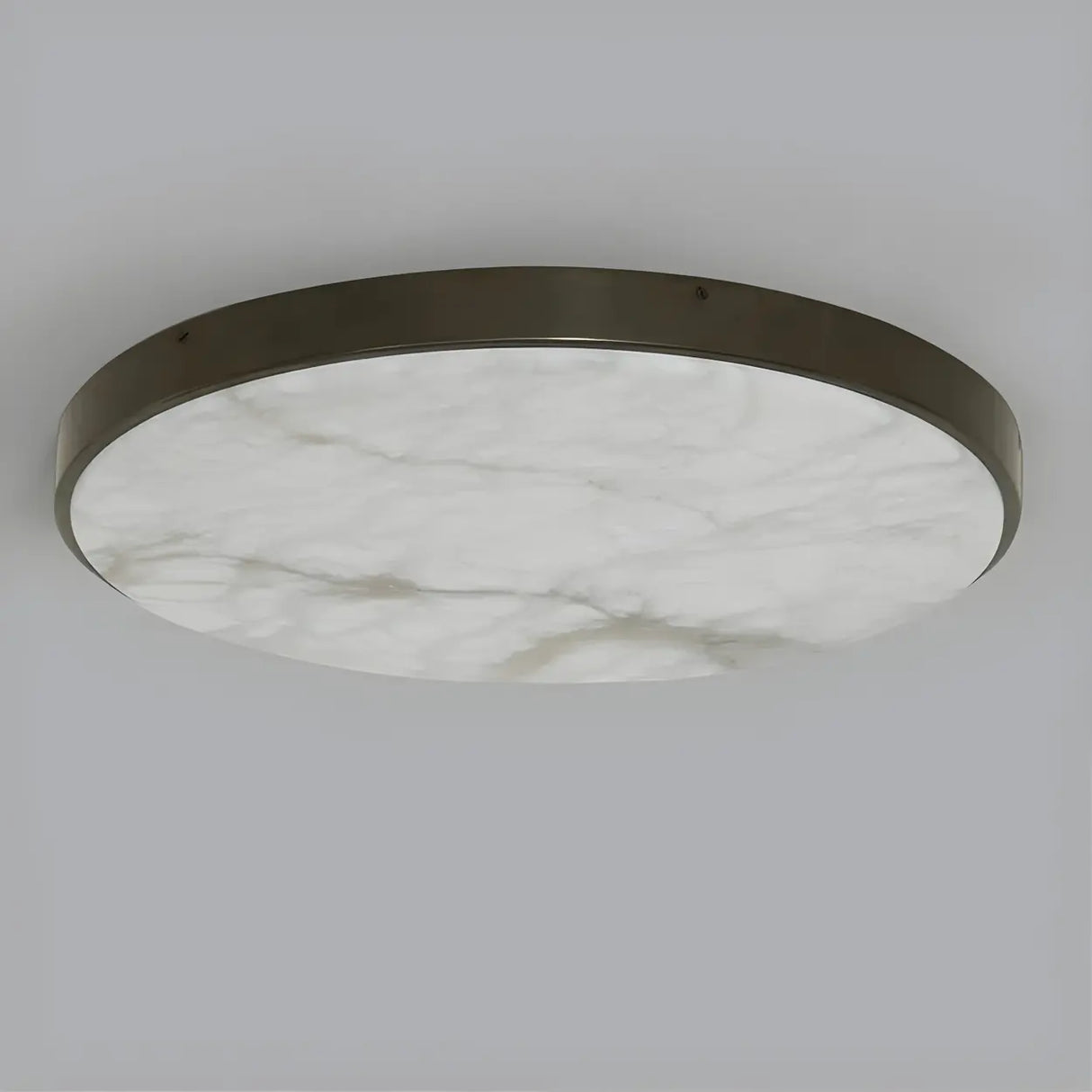 Minimalist Black Round Stone Flush Mount Ceiling Light Image - 3